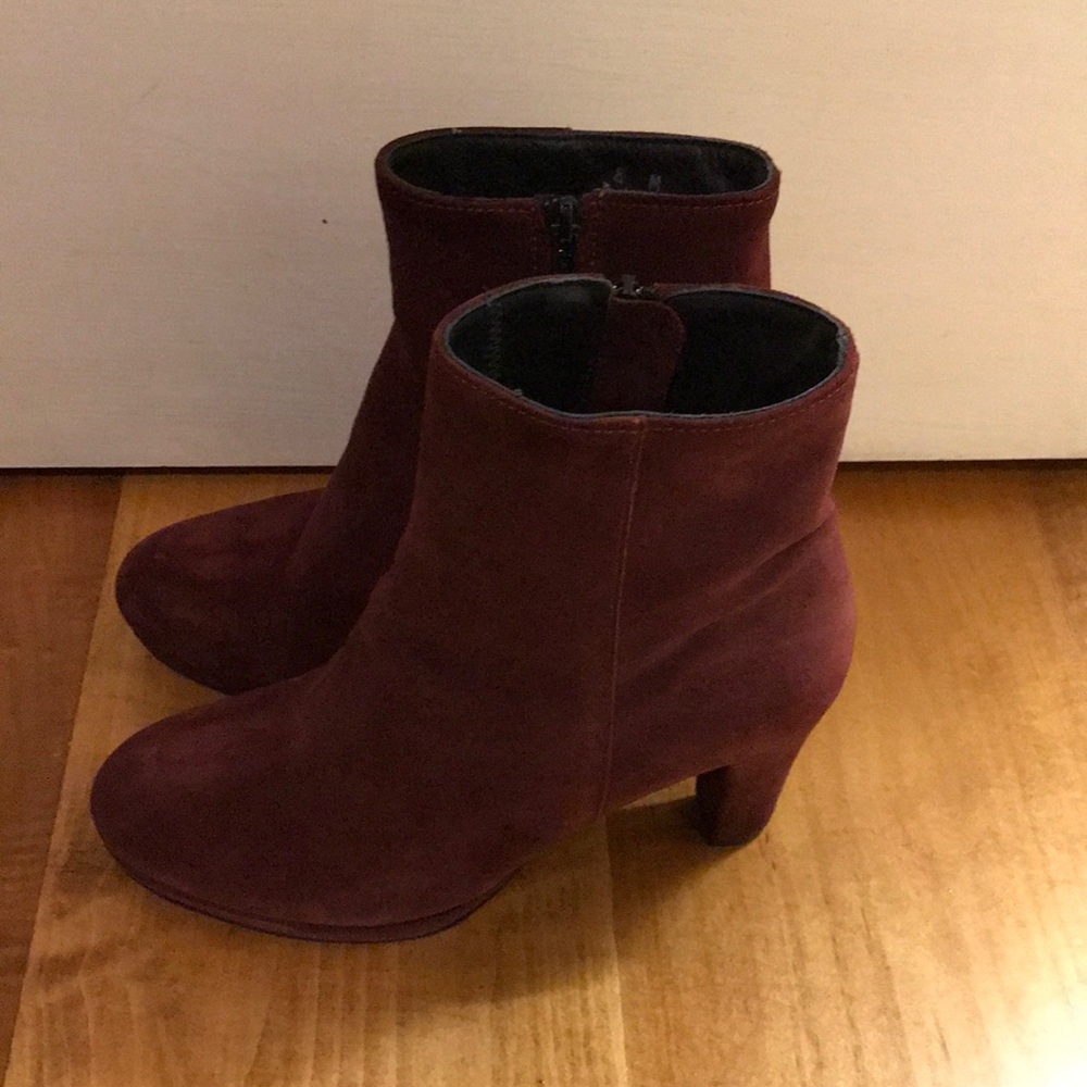 Burgundy suede booties